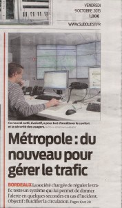 20151009-SudOuest-1ère page-Métropole du nouveau pour gérer le trafic-Gertrude